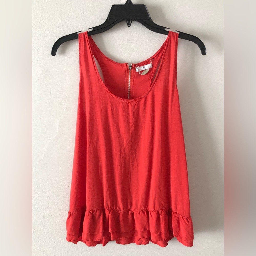 Ali & Kris Coral Ruffle-Hem Sleeveless Tank